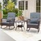 Costway 3 PCS Patio Rocker Set Outdoor Wicker Rocking Chairs with Double-Layer Coffee Table Gray/Navy/Beige/Red
